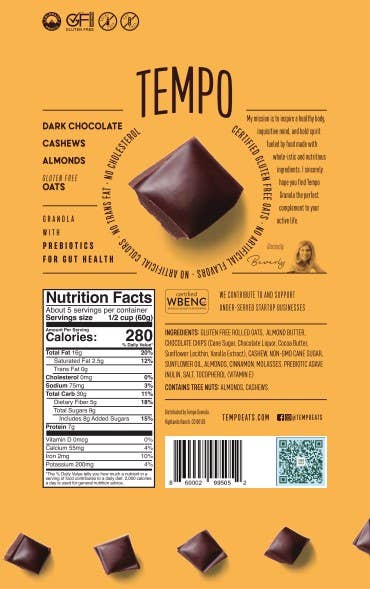Dark Chocolate Cashew Almond Granola, 11 oz - Tempo Granola