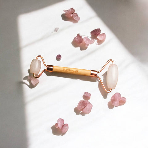 Bamboo Facial Massage Roller, Rose Quartz - Bamboo Switch