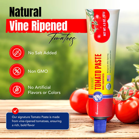 Tomato Paste, 4.5 oz tubes, Made in USA, USDA Organic - Giovanni's